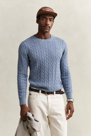 GANT Men Cotton Cable Knit Crew Neck Sweater (XXXL) FADED DENIM