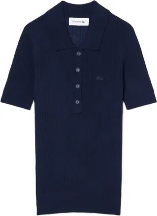 Lacoste Ribbed Knit Polo Shirt with Classic Collar