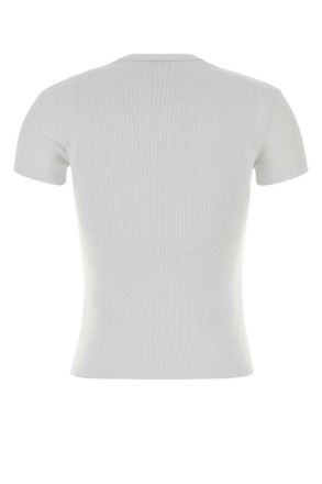 Off-white Womens White Stretch Cotton T-Shirt Whiteblack Exterior: Elastane