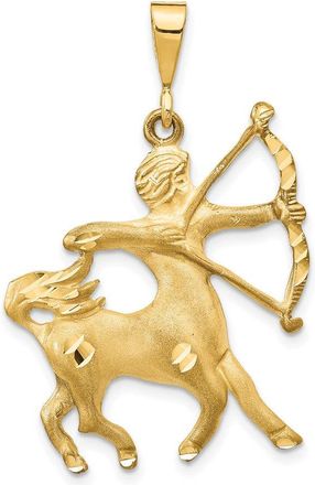 Diamond2Deal 14k Yellow Gold Satin Diamond-cut Sagittarius Zodiac Charm Pendant