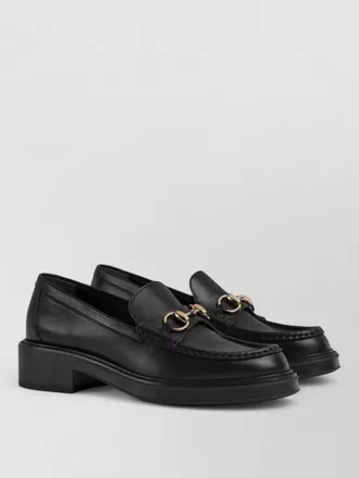 Gucci loafers chunky heel round toe silk nylon