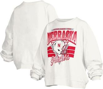 Pressbox Womens Pressbox White Nebraska Huskers Janice Retro Logo Oversized Pullover Sweatshirt at Nordstrom, Size X-Large