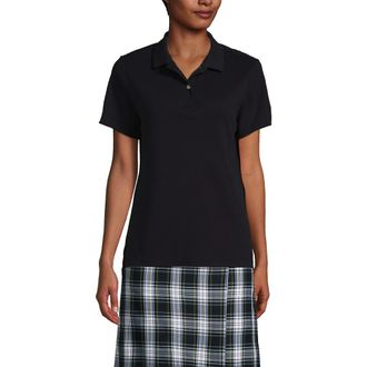 Lands End School Uniform Short Sleeve Feminine Fit Interlock Polo Shirt in Black at Nordstrom, Size Xx-Small