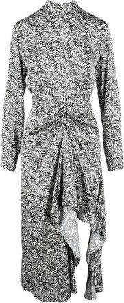 Weili Zheng Asymmetrical Zebra-Print Midi Dress With Open Back