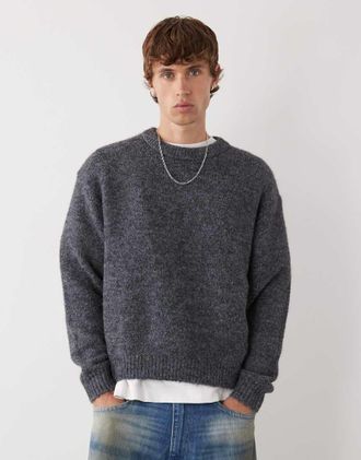Weekday Maglione in misto lana grigio scuro m&eacute;lange