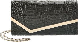 Jimmy Choo London Emmie Croc-Embossed Leather Clutch