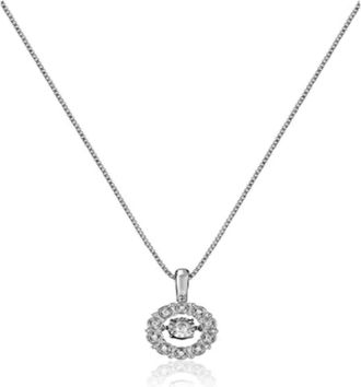 MAX + STONE Dancing Diamond Real Diamond Circle Pendant Necklace for Women in Solid 925 Sterling Silver (1/20 ct. tw), 18 Chain