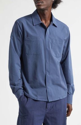 Herno Seersucker Shirt Jacket in 9119 French Blue at Nordstrom, Size 38 Us