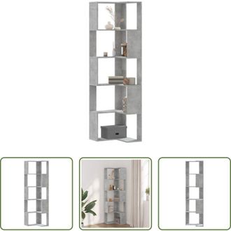 vidaXL Libreria a 5 ripiani - Libreria Angolare 5Ripiani Grigio Cemento 50x50x179 cm Legno