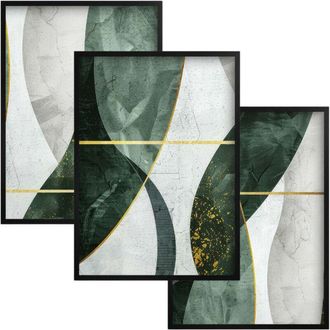 OEM P&oacute;sters De Pared Con Abstracci&oacute;n Verde Y Dorado Para La Sala De Estar