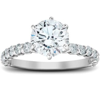 Pompeii3 1 3/4 Ct Round-Cut Diamond Engagement Ring With Accents 14k White Gold Lab Grown
