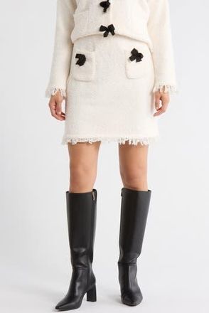 Adrianna Papell Textured Bow Detail Skirt in Ivory/Black at Nordstrom Rack, Size X-Large