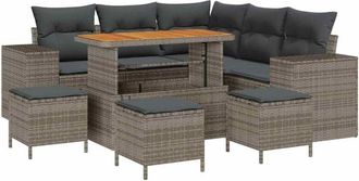 vidaXL Vidaxl - Conjunto De Sof&aacute; De Jard&iacute;n 9 Pcs Gris 110 X 55 X 71 Cm