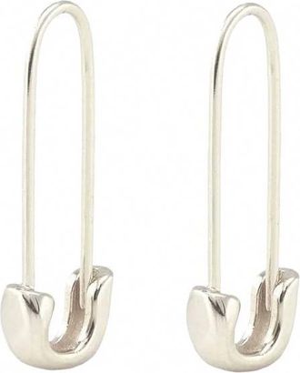 Kris Nations Womens Safety Pin Hoop Earrings In Sterling Silver