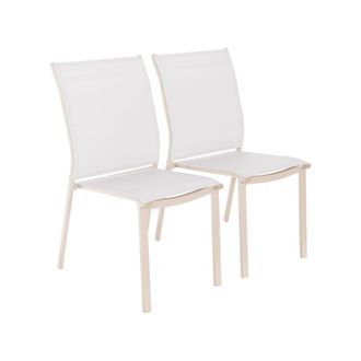 Sweeek Silla de jard&iacute;n apilable de aluminio y textilene, set de 2, beige