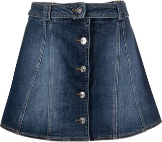 Chiara Ferragni Eye Star-embroidered denim mini skirt - women - Cotton/Spandex/Elastane - 38 - Blue