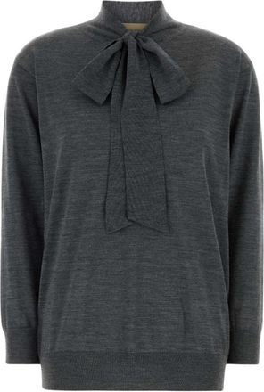 Valentino Garavani Maglia Sweater - Dames - Ronde hals truien - Grijs - S - Wol - Truien & Vesten