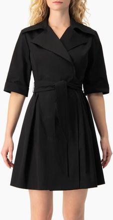 Ivonne Belted Collared Short-Sleeve Shirt Mini Dress in Black at Nordstrom, Size 12