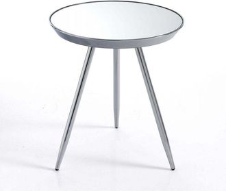 Oresteluchetta Mesa Auxiliar De Dise&ntilde;o En Metal Cromado Y Vidrio Espejado Irvine Chrome