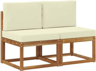 vidaXL 2 Pieza Sof&aacute; Intermedio De Exterior Madera De Acacia S&oacute;lida Vidaxl