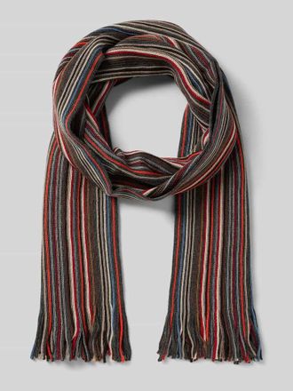Christian Berg Schal mit Streifenmuster und Fransen in Terra, Größe 1