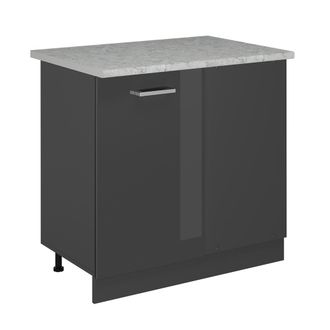Vicco Armario De Esquina R-line, Antracita Alto Brillo, 86 Cm Et M&aacute;rmol