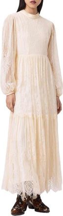 AllSaints Lillian Long Sleeve Lace Dress in Antique White at Nordstrom, Size 4 Us