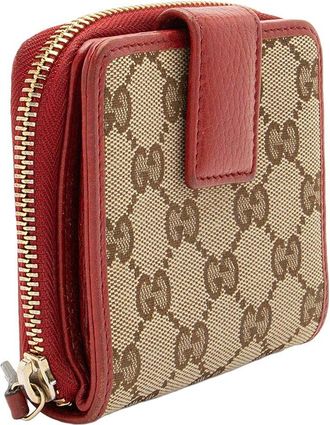 Gucci Gg Canvas Zip Around Compact Wallet (Authentic Pre-Loved)