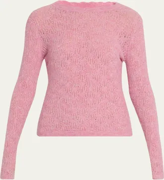 Isabel Marant Obeline Scalloped Neck Open-Knit Sweater