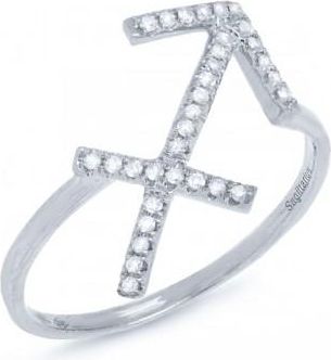 Allurez 0.13ct 14k White Gold Diamond Zodiac Sagittarius Ring