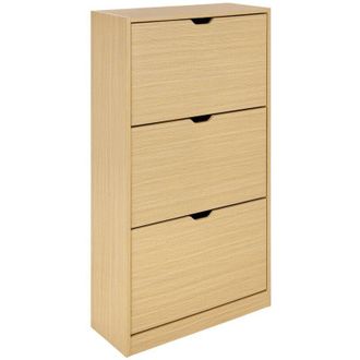 Sweeek Wood Decor Shoe Cabinet with 3 Drawers Oak effect 60x23.5x119.5 cm - Shooz