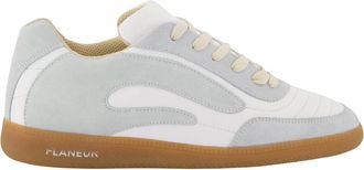 Flaneur Fl&acirc;neur, Schoenen, Heren, Veelkleurig, 42 EU, Su&egrave;de, Witte Leren Sneaker met Su&egrave;de Accenten