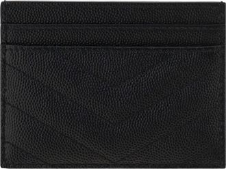 Saint Laurent Womens Matelass&eacute; Leather Cardholder Nero Calf Bos Taurus Wallet