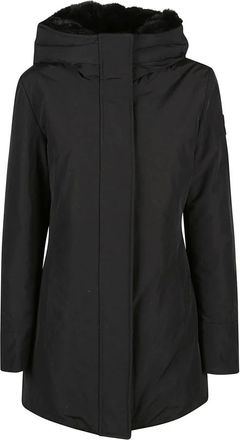 Woolrich Jassen, Dames, Zwart, L, Katoen, Boulder Faux Fur Parka