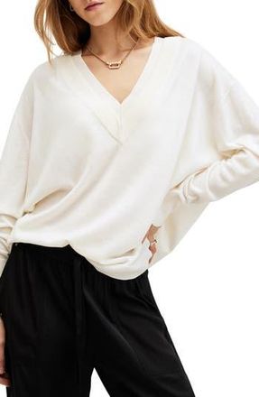 AllSaints Bern V-Neck Wool Sweater in Chalk White at Nordstrom Rack, Size Large