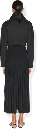 Alaia Womens Robe Midi Pliss&eacute;e En Mousseline Noire Black Dress