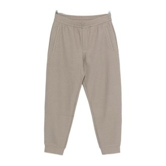 Emporio Armani Sweatpants, male, Beige, Size: M Textured Logo Joggers