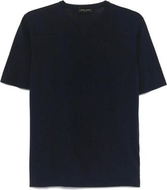 Roberto Collina Tops, Heren, Blauw, M, Girocollo mc