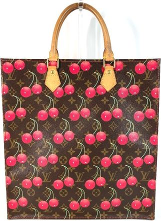 Louis Vuitton Brown Monogram Cherry Red Color Monogram Leather Shoulder Bag Tote Bag (Pre-Owned)