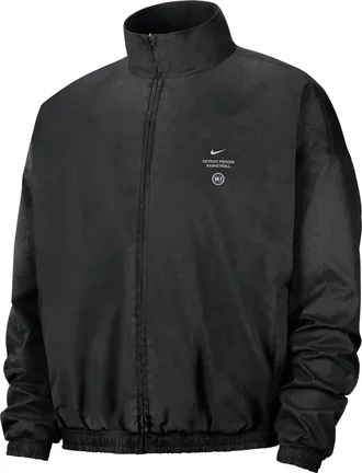 Nike Mens Detroit Pistons Standard Issue Dri-FIT Basketball Woven Jacket in Black | II5912-010