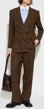 Tom Ford Wool Blazer With Double Vent, Mens, Brown