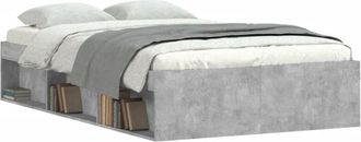 vidaXL Bed Frame without Mattress Concrete Grey 120x190 cm Small Double Small Double Vidaxl