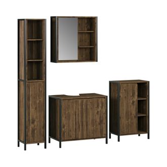 Vicco Conjunto De Muebles De Ba&ntilde;o Naola, Roble/negro, 4 Partes, Vicco