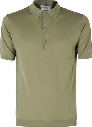 John Smedley Olive Adrian Button-Down Collar Sea Island Cotton Polo Shirt