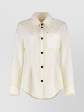 Bottega Veneta wool shirt with chest pocket and contrast stitching