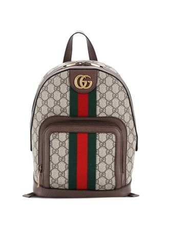 Gucci Ophidia GG Coated Canvas and Leather Small backpack - Marrone
