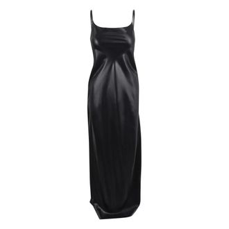 Courr&egrave;ges Gowns, female, Black, Size: M Lingerie Glossy Long Dress