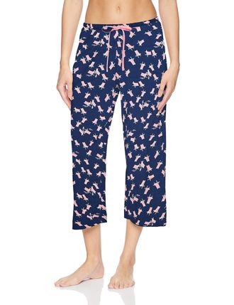 Hue Womens Basic Printed Knit Capri Pajama Sleep Pant, Made with Temperature Control Technology, Medieval - Beach Chair, 1x