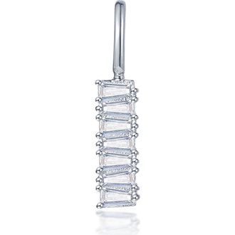 Lafonn Simulated Diamond Baguette Bar Charm in Silver at Nordstrom