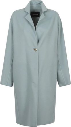 Fabiana Filippi Knoopdetail Enkelrij Jas - Dames - Mantel - Groen - M - Wol - Jassen